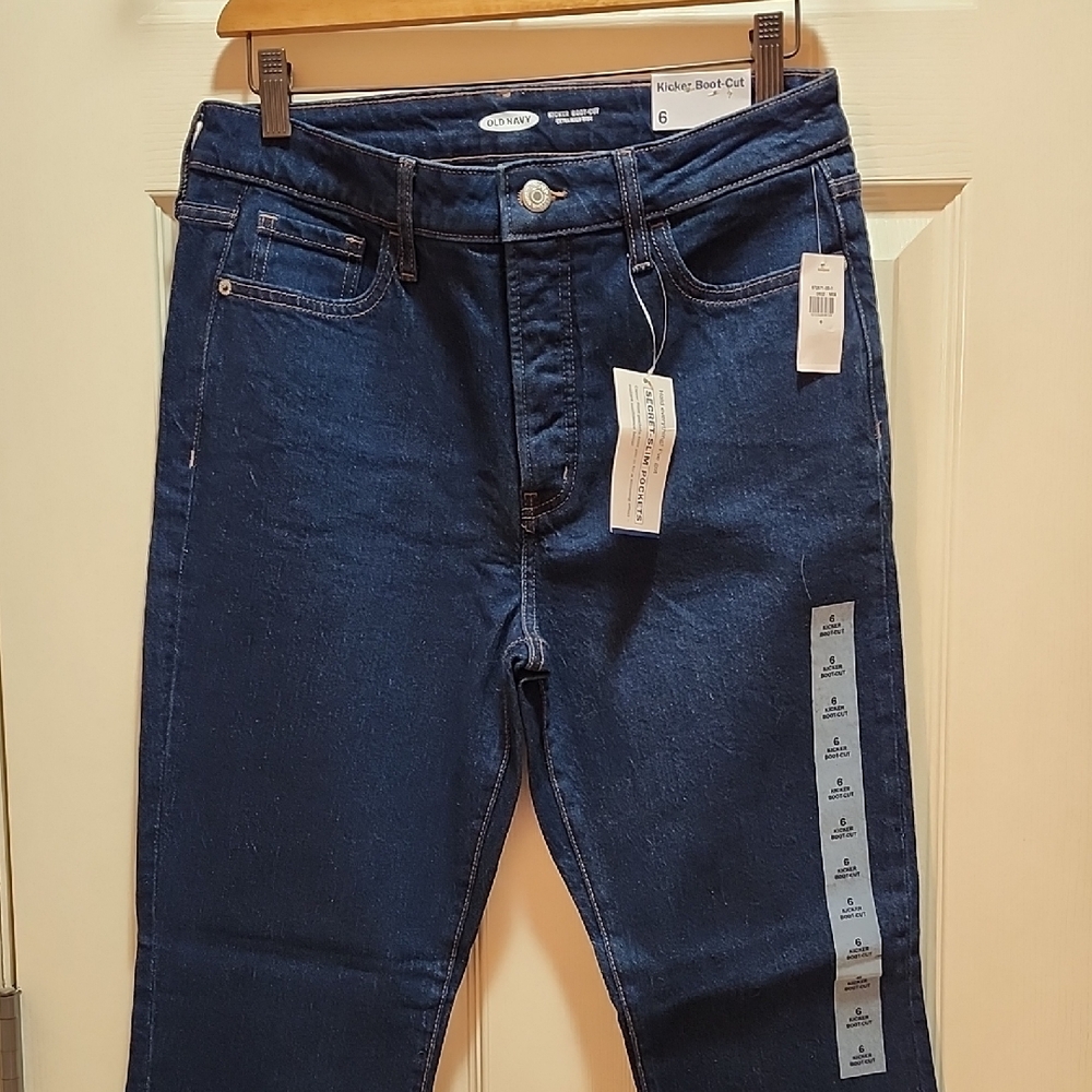 Old Navy Dark Blue Women's Kicker Boot Cut Jeans With Button Fly NWT